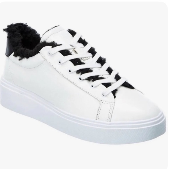 SCHUTZ KRISTEN WHITE LEATHER PLAIN SNEAKERS SHEARLING SIZE 8.5 EUC - Picture 13 of 13